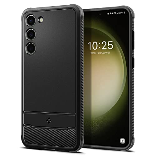 Spigen Galaxy S23 ケース 耐衝撃 [ SC-51D | SCG19 ] TPU ソフトケース 米軍MIL規格取得 耐衝撃 傷防止 カメラ保護 Qi充電 ワイヤレス充電 ラギッド・アーマー ACS05711 (マット・ブラック)