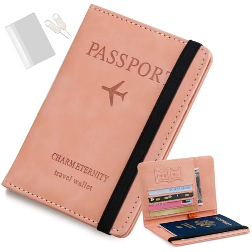[GOKEI] パスポートケース スキミング防止 レザー 上質 パスポートカバー カバー パスポート 多機能収納 盗難防止 セキュリティ 大容量 航空券 ケース PASSPORT 韓国 おしゃれ 可愛い パスポートバッグ 旅行 カードケース ポーチ シンプル ピンク