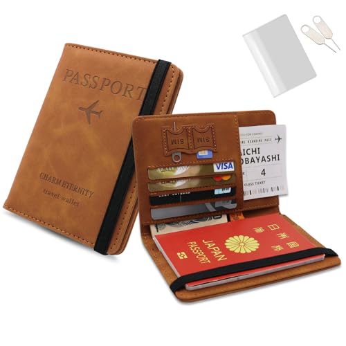 [GOKEI] パスポートケース スキミング防止 レザー 上質 パスポートカバー カバー パスポート 多機能収納 盗難防止 セキュリティ 大容量 航空券 ケース PASSPORT 韓国 おしゃれ 可愛い パスポートバッグ 旅行 カードケース ポーチ シンプル コーヒー