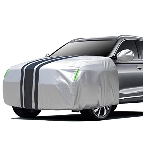 ANBEN ボンネットカバー 防炎フロント保護カバー 車載用ヘッドライト 日焼け防止とアンチエイジング リアビューミラー保護カバー 防塵 蛍光反射ストリップ付き 裏起毛タ SUV車用 オフロード車用 適合目安:車長3.30m~4.40m/車幅1.60m~1.85m SVX-M