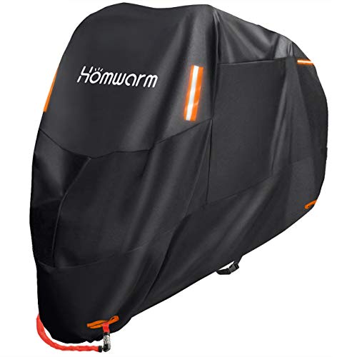 Homwarm バイクカバー 300D厚手 防水 紫外線防止 盗難防止 収納バッグ付き (4XL 1