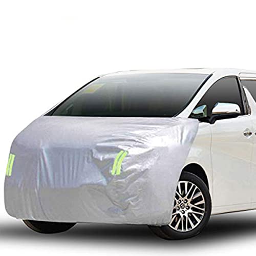 LINFEN ボンネットカバー 防炎フロント保護カバー 車カバー 車載用ヘッドライト 日焼け防止とアンチエイジング 裏側起毛素材で、スパンレース綿 (ミニバン車用-Lサイズ)