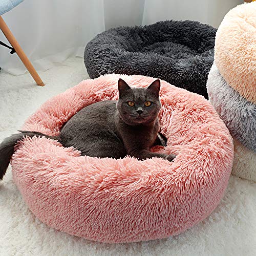 猫 ベッド 犬 ベッド クッション グッズ - ラウンド型 もふもふ 丸型 OYANTEN ドーナツふわふわ もこもこ ぐっすり眠る 洗える キャット 通年 猫用 小型犬用 ペット用品 (50cm 3