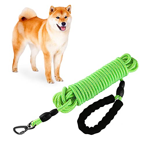 【XiaZ改良型】ロングリード 犬 ロングロープ 30m 目立つ緑色 犬 リード 小型犬 中型犬 大型犬 丸ロープ 犬用散歩リード 絡まりにくい 犬のリード 長い ブラック XiaZ