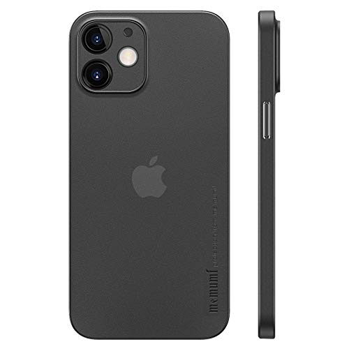 iPhone 12 mini対応ケース 0.3超薄型 memumi 全面保護カバー 指紋防止 傷付き防止 5.4インチ 人気ケース?カバー (マットブラック(半透明))