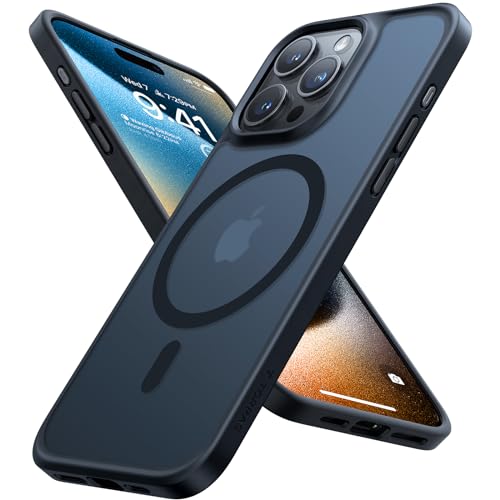 【米軍規格・MagSafe対応】TORRAS iPhone 13 pro 用 ケース 半透明 SGS認証 マグネット搭載 耐衝撃 マット感 黄ばみなし ストラップホール付き マグセーフ対応 ワイアレス充電対応 マットブラック Guardian-Mag