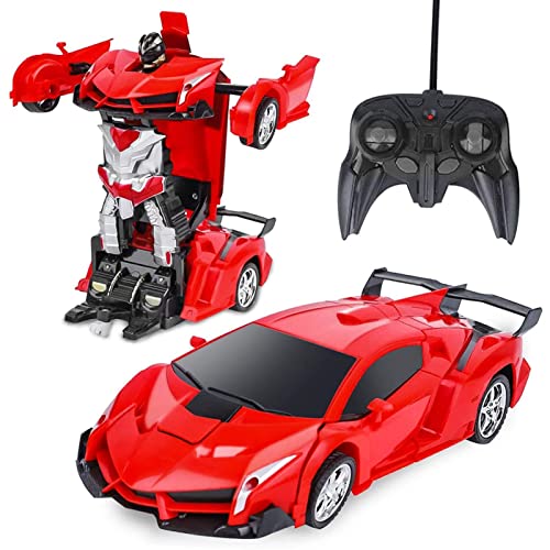 ロボットプラザ(ROBOT PLAZA) ラジコンカー 変形 ロボットおもちゃ ラジコン ワンボタン変形 子供 おもちゃ 誕生日プレゼント (スポーツカー)