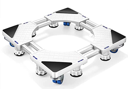 Bexeze 洗濯機 台 冷蔵庫置き台 8足4輪 洗濯機パン かさ上げ キャスター付 高さを調節可能 台座かさ上げ 幅/奥行47～67cm 対応移動式 昇降可能 騒音対策 減音効果 耐荷重 500kg