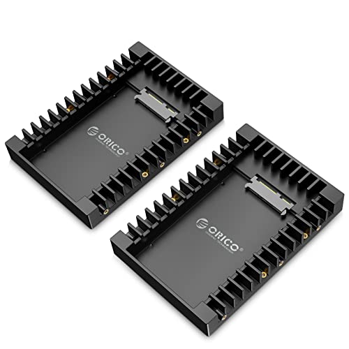 ORICO 2.5 → 3.5変換 2.5インチ HDD / SSD 変換マウンタ SATAインターフェース内蔵 HDDケース 3.5インチ 変換ブラケット ネジ付き ブラック -1125SS2PCS