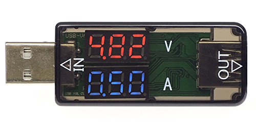 KAUMO USB電流電圧計 数値が大きくはっきり見えるシンプル設計 (ディスプレイ 赤/青)