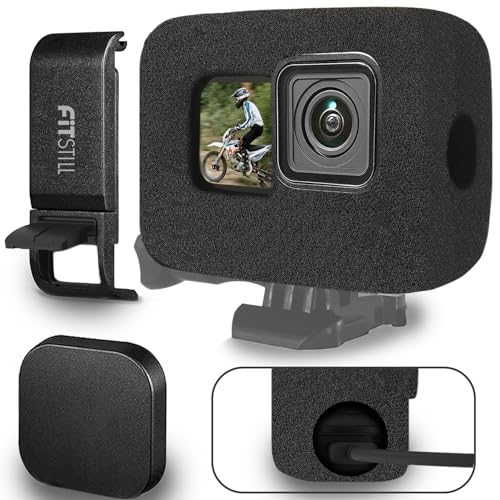 FitStill Go Pro ゴープロ Hero 12/11/10/9 Black 防風カバー スポンジケース アクセサリー風切り音低減 gopro アクセサリー直接充電バッテリーサイドカバー ゴープロ保護