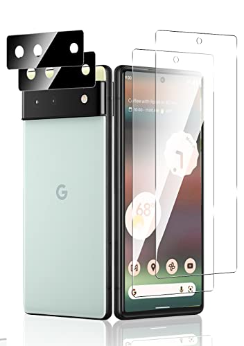 Sungale Google Pixel 6a ガラスフィルム【4枚セット】強化ガラスフィルム2枚 + カメラフィルム2枚 Pixel 6a 用 強化ガラス 指紋認証鋭敏 旭硝子製素材 レンズ保護フィルムム グーグルピクセル6a 保護フィルムム ラウンドエッジ加工 ケース対応 高光沢 Google Pixel6a 対