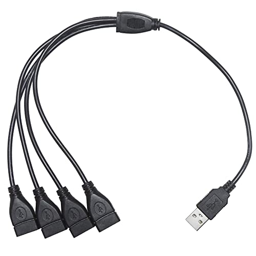 KAUMO USB電源コード 4分岐 四股 四又 40cm (USBオス/USBメス×4) 20+20cm 給電・充電のみ