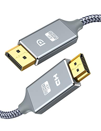 Snowkids DisplayPort to HDMI ケーブル 1.8m 4K解像度対応 ディスプレイポート-HDMI 変換ケーブル DP to HDMI 単方向伝送 オス・オス