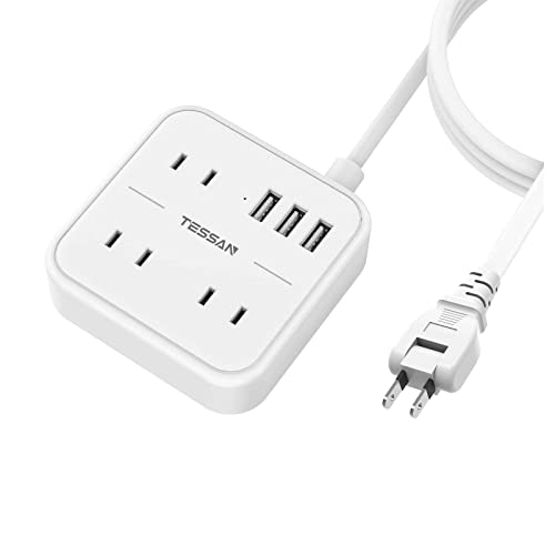 延長コード 3m TESSAN 電源タップ usb コンセント 3個AC口 3つUSBポート付き テーブルタップ マルチタップ たこ足配線 USB充電タップ コンパクト