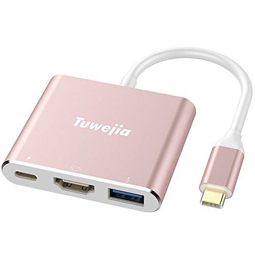 USB Type c HDMI アダプタ Tuwejia usb タイプc 4K 解像度 hdmiポート+USB 3.0ポート+USBタイプC急速PD充電ポート 3-in-1 変換 アダプタ UHDコンバータ MacBook Pro/MacBook Air 2020/2019 iPad Pro 2020/2019,Samsung Galaxy S20/S10 Note 20/Surface Go/ USB C デバイ