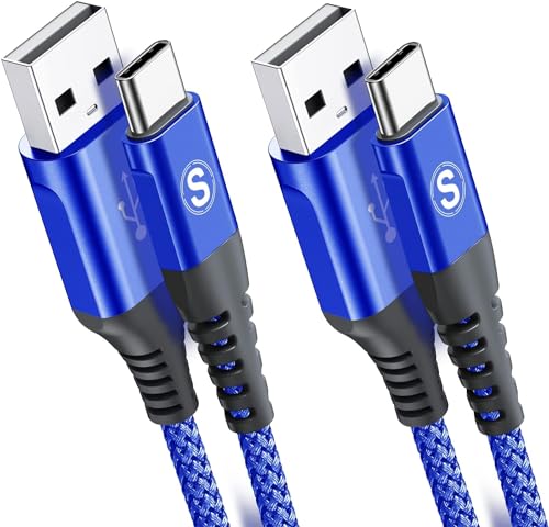 USB Type C ケーブルSweguard USB-C & USB-A 3.1A USB C ケーブルタイプc 充電ケーブル iPhone 15 Pro MAX, iPad Pro,Samsung Galaxy S22/S21/S20/S10,Sony,Xiaomi,Huawei,Pixel,usb type-c機器と互換性があり (ブルー)