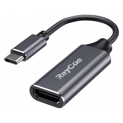 USB C HDMI 変換アダプター RayCue タイプ C HDMI 変換ケーブル 4K タイプ C HDMI 変換コネクター Thunderbolt 3/4 デバイス MacBook Pro/Air, iPad Pro/Air, Samsung Galaxy S9/S8, Surface Book 2, XPS, Pixelbook などタイプCデバイス対応 グレー