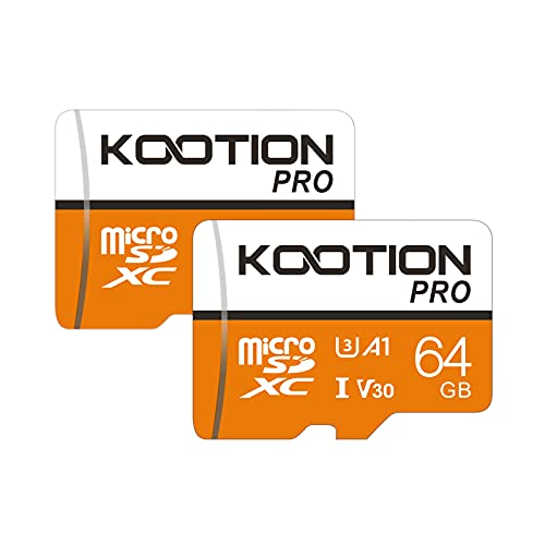 KOOTION microSDカード 64GB(2個セット) SDアダプター付 Class10 UHS-I メモリカード SDXC マイクロSDカード U3超高速転送 ドライブレコーダー スマートフォン デジカメ ターブレッド PC対応 Nintendo Switch 動作確認済