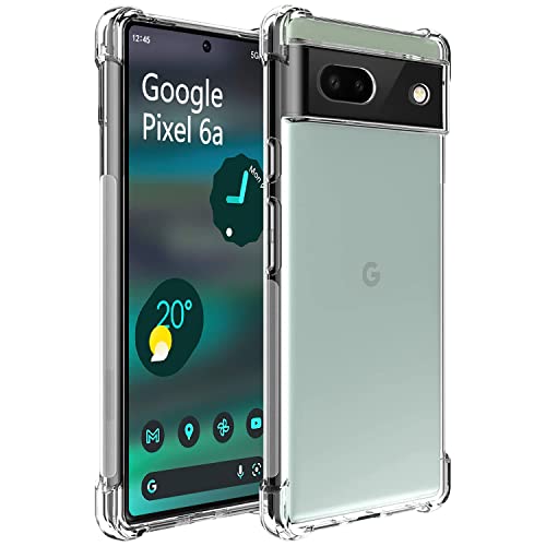 Google Pixel 6A ケース 耐衝撃 TPU 素材 超軍用規格 『四隅がエアクッション構造』 衝撃吸収 ピクセル 6A スマホケース 落下・すり傷防止/ワイヤレス充電対応/滑り止め 薄型 カバー (クリア)