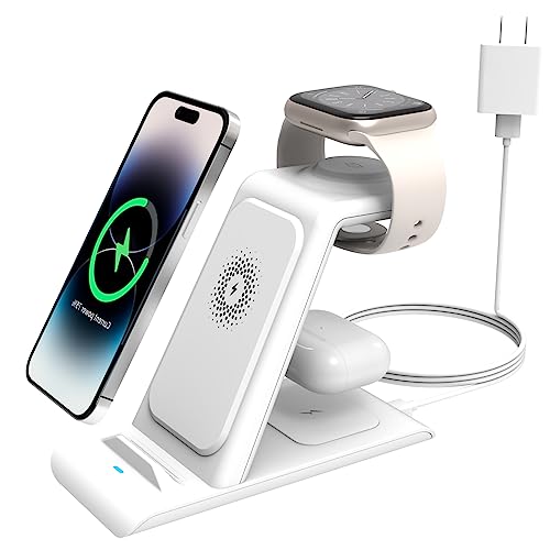 HATALKIN 3in1 ワイヤレス充電器 Compatible with iPhone 15/14/13/12/Pro Max Apple watch ultra2 /series 9/8/se/7 AirPods 3/Pro2/2end アップルウォッチ 9 スタンド 急速電器 置くだけ 18WQC3.0アダプター付属