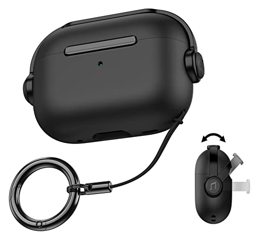 LAYJOY AirPods Pro2 ケース AirPods Pro 第2世代 2023/2022 用 ケース ハード TPU 安全なロック付き LED可視 耐衝撃 えあーぽっつ プロ2ケース エアーポッズプロ2ケース Magsafeワイヤレス充電対応 ストラップ リング カラビナ付き AirPods Pro2 カバー （ブラック）