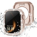 【360度防水設計】Missair コンパチブル アップルウォッチ カバー キラキラ Apple Watch カバー 防水ケース 40mm ダブルダイヤモンド 保護フィルム付き 一体型 IP68完全防水 iWatch ケース Series 6 5 4 SEに対応 お洒落 女性専用 マットローズゴールド 40mm