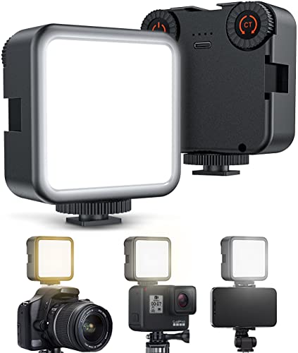 【革新モデル】 LEDビデオライト 撮影ライト カメラライト 無段階調光調色 360度回転 小型 3000K-6000K..