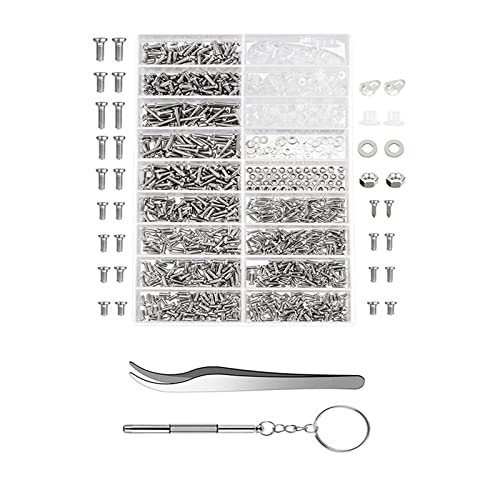 DFsucces 小ネジキット ステンレス 小型ねじ 平ワッシャー パーツ 修理 補修 キット メガネ修理 腕時計修理 玩具 コンピュータ ネジの交換用 1000個入り