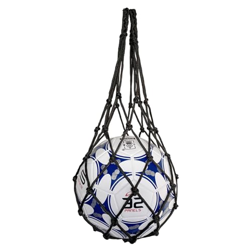 収納 サッカー/バレーボール/バスケットボール用 簡易ボールバッグ 網袋 持ち運び 保管用 ブラック 