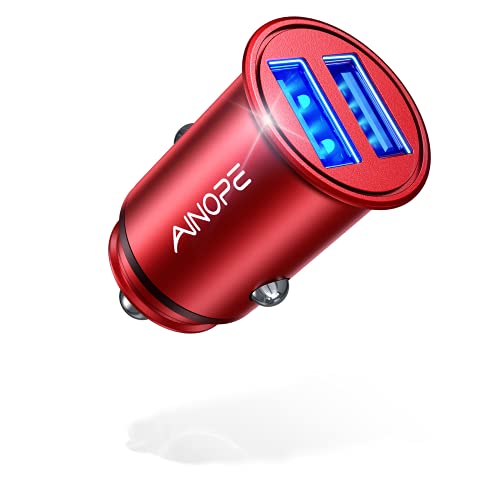 【2023超ミニデザイン】AINOPE シガーソケット usb【全金属/軽量】カーチャージャー 車 充電器 USB 2ポート 4.8A 24W 12V/24Vに対応 iPhone 14/13/SE/12/11/X/8 Xperia Samsung などスマホに対応 ブラック