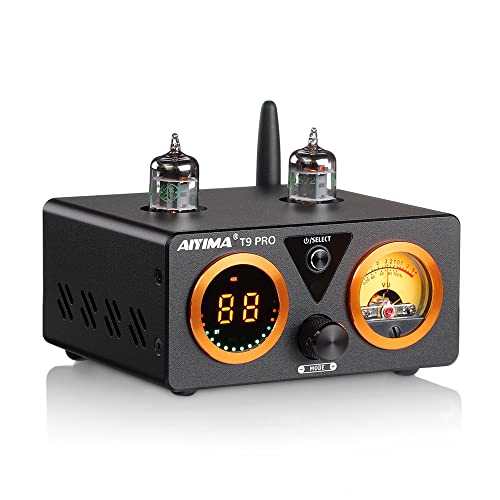 AIYIMA T9 PRO 200W Bluetooth 5.0 真空管アンプ D級HiFiデジタルアンプ 2.0/2.1ch真空管パワーアンプ VUメーター 低音高音コントロール付き