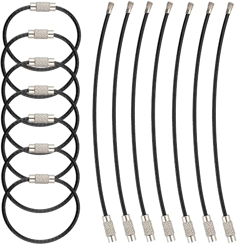 [AMUU] ワイヤーキーホルダー キーホルダー キーチェーン ネジ式 キーリング ステンレス製 スチールケーブル 紛失?盗難防止 11cm 14本セット ブラック 
