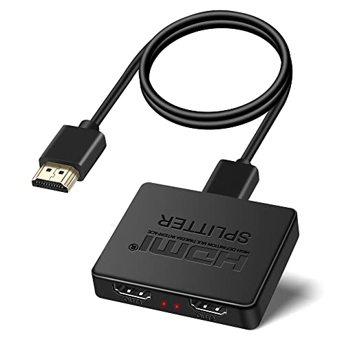 【EDID安定版】avedio links HDMI 分配器 1入力2出力 4k 同時出力 HDMIスプリッター EDID機能付き分配機 2ポート 2画面同時出力 3D 1080p HDMI1.4 拡張モードなし PS5 Xbox HDTV DVD PC対応 (高速HDMIケーブル USB充電ケーブルを含む)