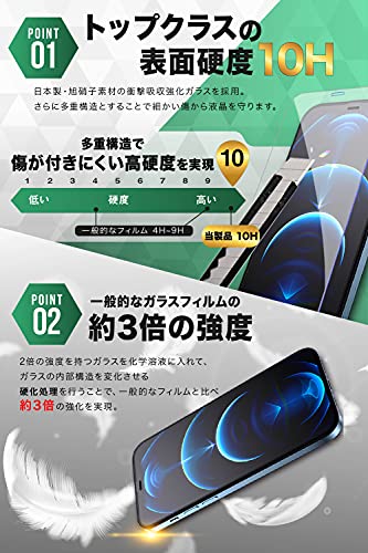 TEIQ 二重強化 ガラスフィルム iPhone14Pro 硬度10H 日本製旭硝子 全面保護 強化ガラス フィルム ガイド枠付き 2枚セット iPhone14プロ 対応 GFDS-CLR-13 2