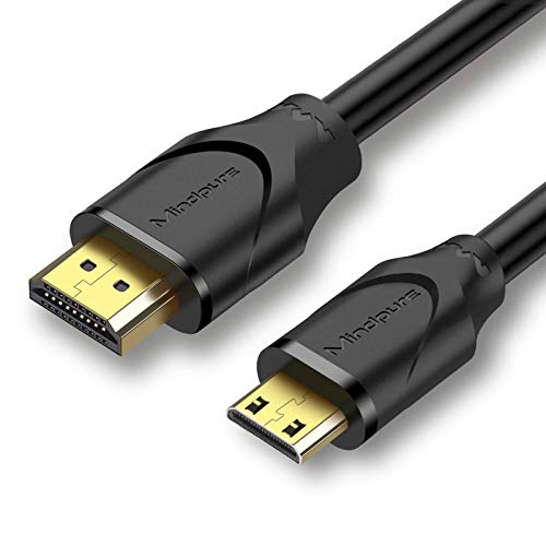 ハイスピード MiniHDMI-HDMI/HDMI-MiniHDMIケーブル双方向 (ミニタイプCオス-タイプAオス/タイプAオス-ミニタイプCオス) 4K*2K 60Hz イーサネット オーディオリターン 3D 1080P 対応金メッキ端子 ミニHDMI ケーブル(1M, ブラック)