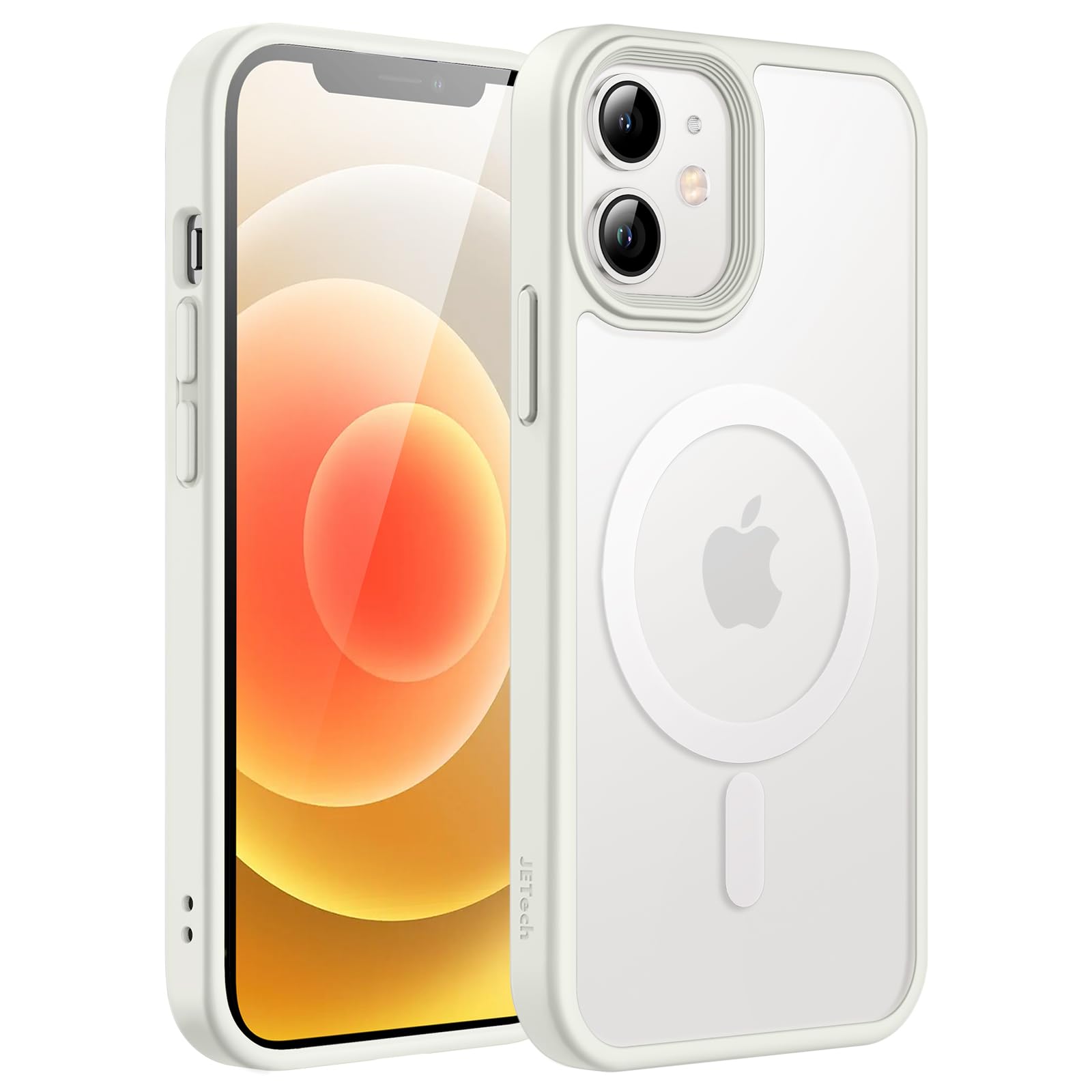 JEDirect iPhone 12/12 Pro 6.1インチ用 マグネット ケース MagSafeに対応 半透明のマット背面 薄型 耐衝撃 カバー (ホワイト)