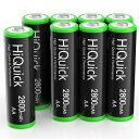 HiQuick 単3電池 充電式 単三ニッケル水素電池 2800mAh 充電池 単3形 8本入り 液漏れ防止 約1200回使用可能 自然放電抑制 環境保護 大容量じゅうでんち 単三電池 rechargeable battery aa