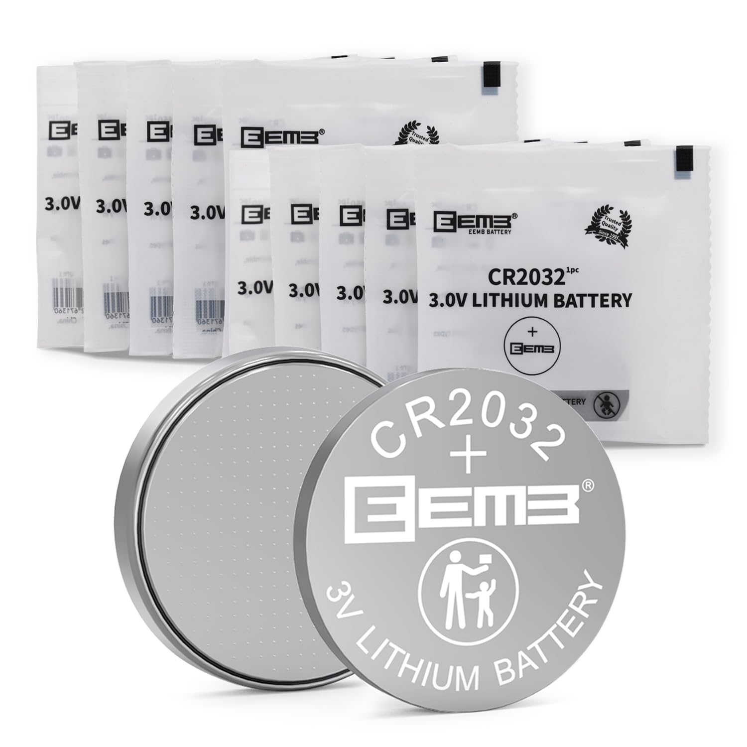 EEMB 10パックCR 2032電池3 Vリチウム電池ボタンコイン電池2032電池DL 2032、ECR 2032、LM 2032リモコ..