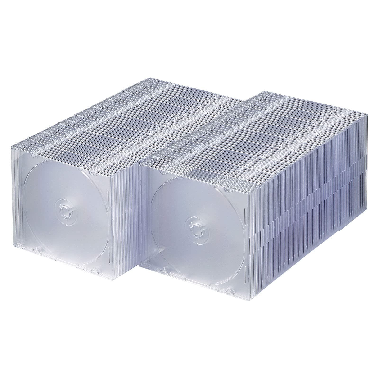 商品情報商品の説明説明 ●薄さ約5mmと従来のCDケースの約半分なので省スペースにCDを収納できます。 ●100％バージンPS樹脂材を使用しており臭いが少なく耐久性も高い高品質なプラケースです。 ●DVD、CDはもちろんブルーレイディスクの保管にも最適です。 ■カラー：クリア ■サイズ：W142×D5.2×H124.5mm ■重量：38g ■材質：PS（ポリスチレン）樹脂 ■ディスク収納枚数：1枚 ■入数：100枚セット主な仕様 薄さ約5mmと従来のCDケースの約半分なので省スペースにCDを収納できます。br100％バージンPS樹脂材を使用しており臭いが少なく耐久性も高い高品質なプラケースです。brDVD、CDはもちろんブルーレイメディアの保管にも最適です。