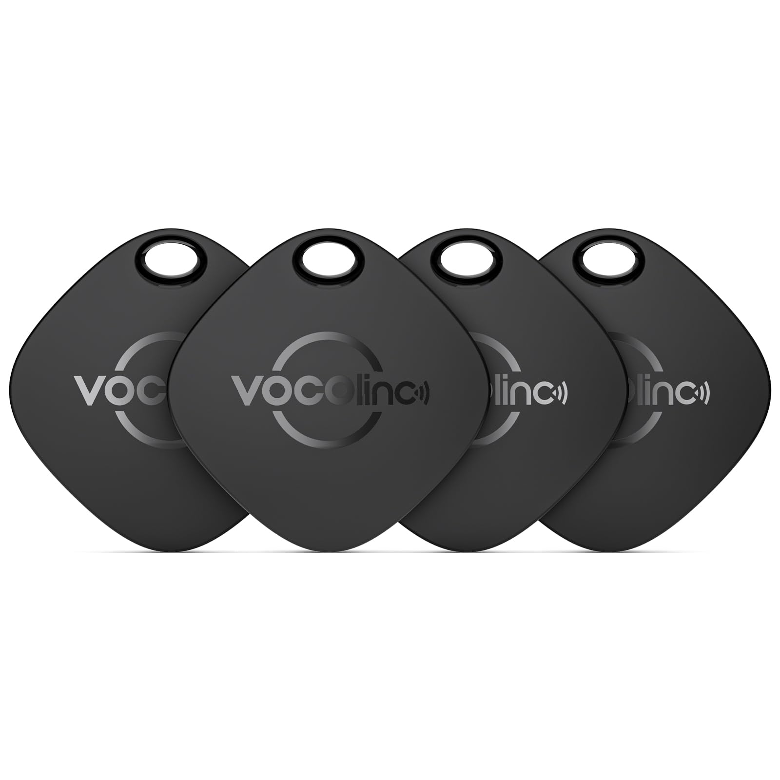 RA:VOCOlinc Key Finder エアタグ 紛失防止タグ (4個セット) Appleの「探す」 (iOSのみ対応), 忘れ物防止 タグ スマートタグ スマートトラッカー 探し物（鍵、荷物用） 電池交換可能 軽量 極薄 0.75cm 黒