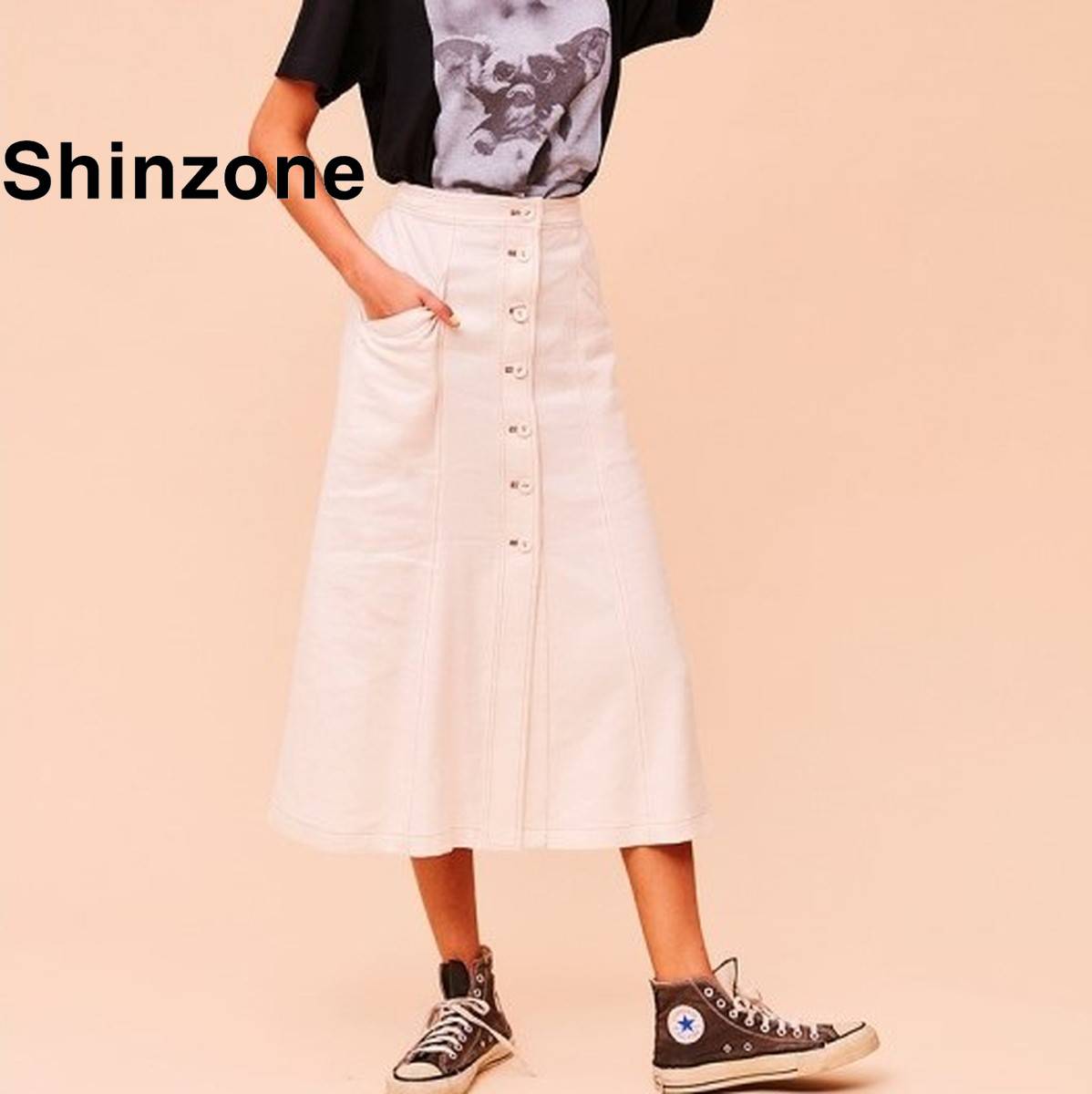 【THE SHINZONE｜ザ シンゾーン】sale セール30%off ボタンフロントスカー/19SMSSK53 サイズ：34 - 36 カラー：全2色 ホワイト ブラック