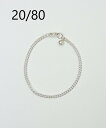 20/80｜トゥエンティーエイティー TWENTY EIGHTY 　Sterling silver chain bracelet 3.5mm width /AB037【素材構成】silver9253.5mm幅のチェーンブレスレットです。細身の華奢なチェーンを使用しています。止め具にはボール型の刻印入りチャームが付属。素材はシルバー925。仕上げで鏡面加工を施し光沢を強く出しています。トゥエンティエイティ【サイズ詳細】SIZE 1- 長さ16.5cm-幅3.5mm