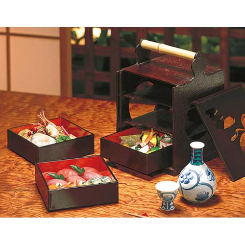 天然素材の雑貨ようび堂楽天市場店のさらし竹 手付野点弁当 18.5x18.8xH27.3cm｜アングル2