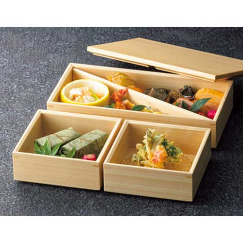 天然素材の雑貨ようび堂楽天市場店の木曽檜 二段箱膳 26x13xH11cm｜アングル2