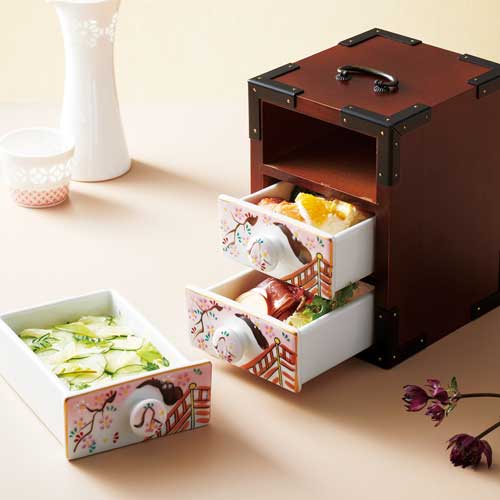 天然素材の雑貨ようび堂楽天市場店の三段弁当 11.8x15.2xH16.5cm｜アングル2