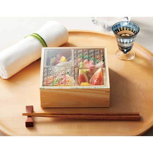細密 正角料理箱 ガラス蓋仕様 麻の葉 13....の紹介画像2