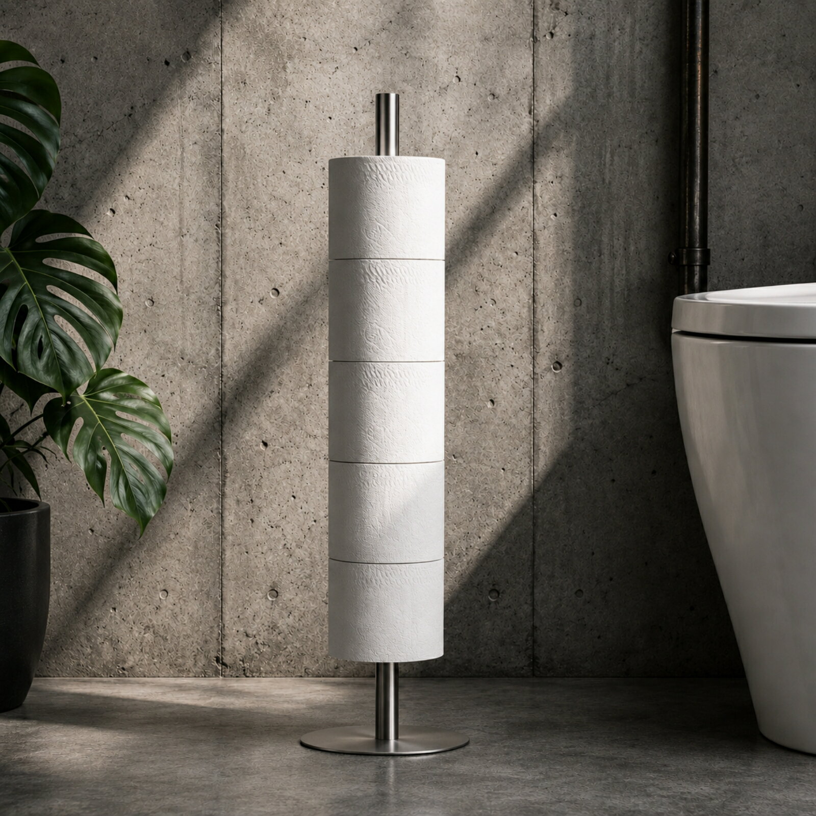Rakuten - 【ネコポス配送】トイレットペーパー収納ホルダー （スタンド・ステンレス・北欧・おしゃれ・予備・ロールホルダー・省スペース・トイレ収納・ペーパースタンド・シンプル・モダン・インテリア・インダストリアル・かっこいい・ペーパーホルダー）