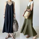 ジャンパースカート サロペット スカート レディース 夏 マーメイド キャミソールワンピース フレア ロングワンピース オールインワン ジャンスカ 無地 キャミワンピ ゆったり 着痩せ 体型カバー マタニティ 秋 夏 20代 30代 40代