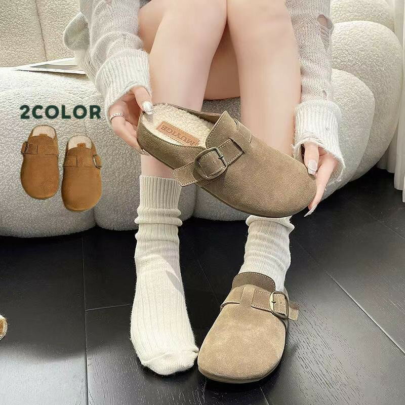 ムートンシューズ レディース 靴 スリッポン 柔らかい 保温 防寒 無地 冬靴 裏起毛 滑り止め 裏ボア 歩..